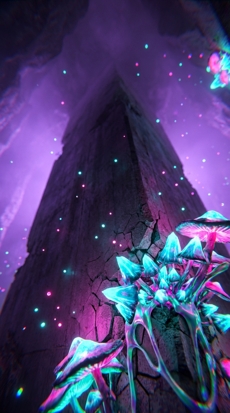 Generated artwork from bioluminescent-brutalist-mycology