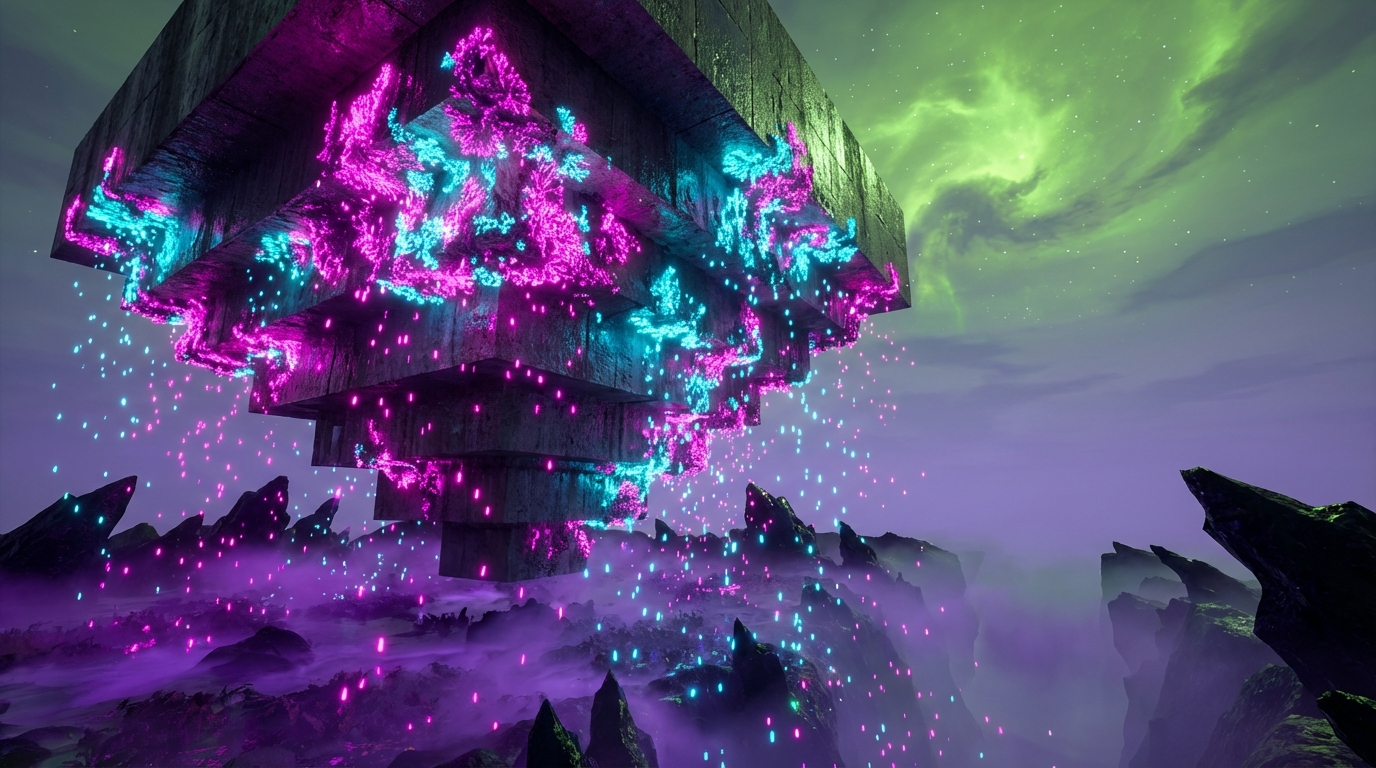 Generated artwork from fluorescent-lichen-brutalism