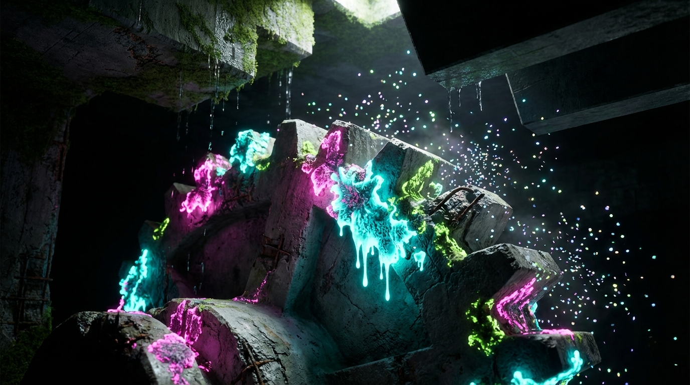 Generated artwork from fluorescent-lichen-brutalism