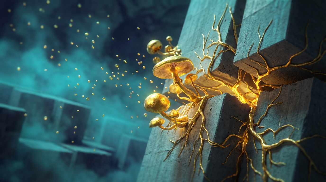 Generated artwork from gilded-mycelial-brutalism