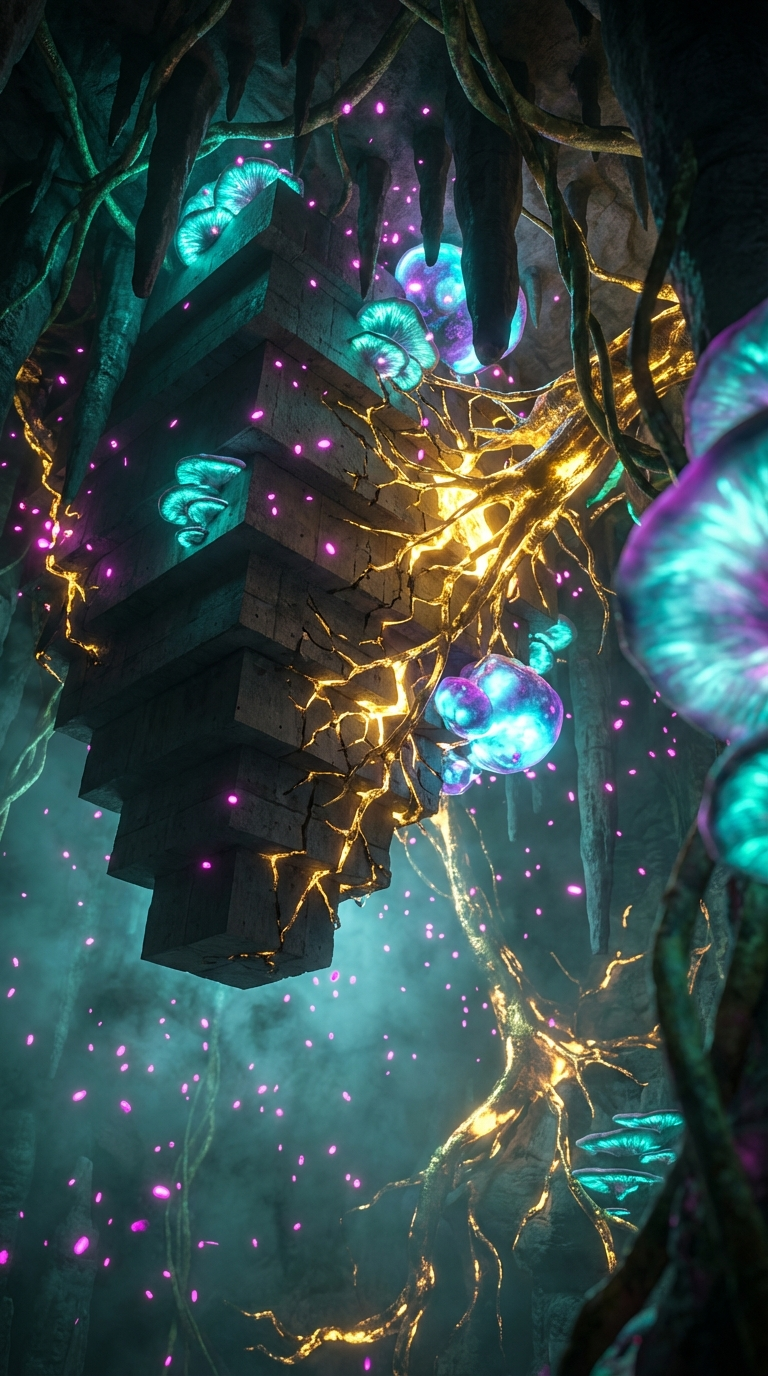 Generated artwork from gilded-mycelial-brutalism