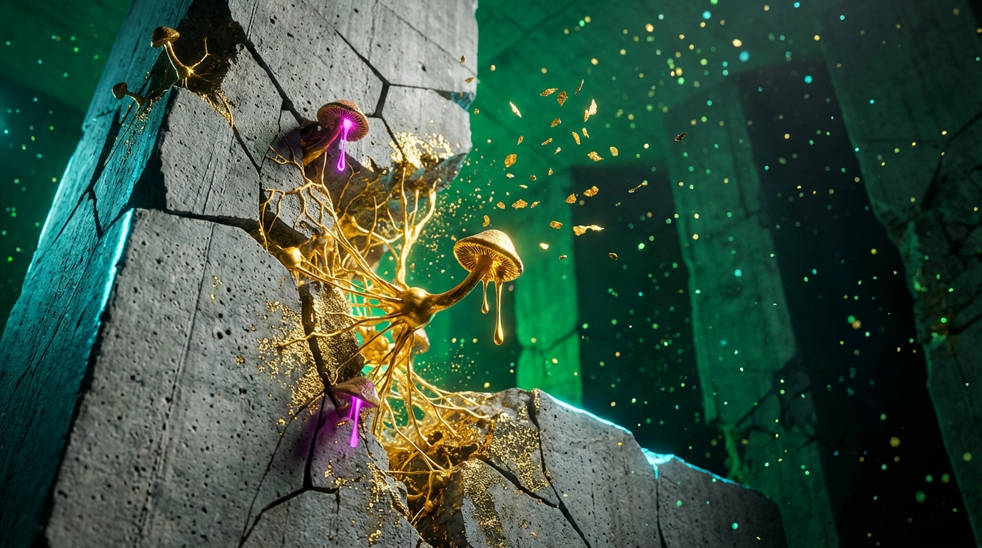 Generated artwork from gilded-mycelial-brutalism