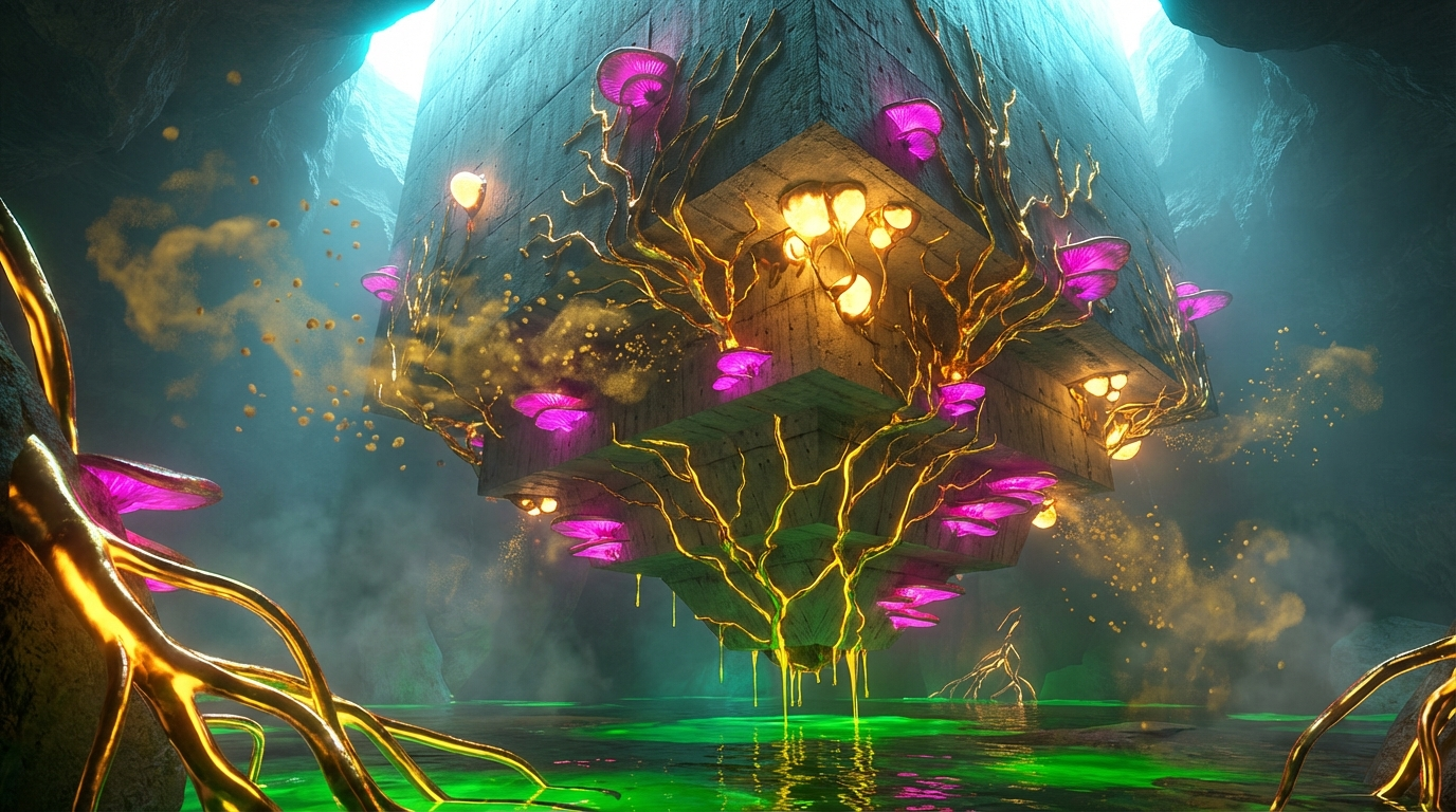 Generated artwork from gilded-mycelial-brutalism