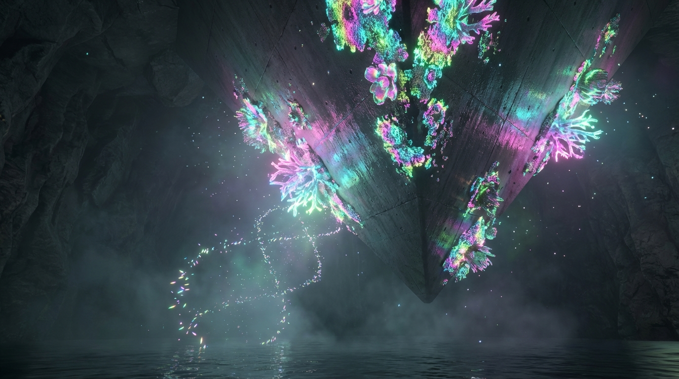 Generated artwork from holographic-lichen-brutalism