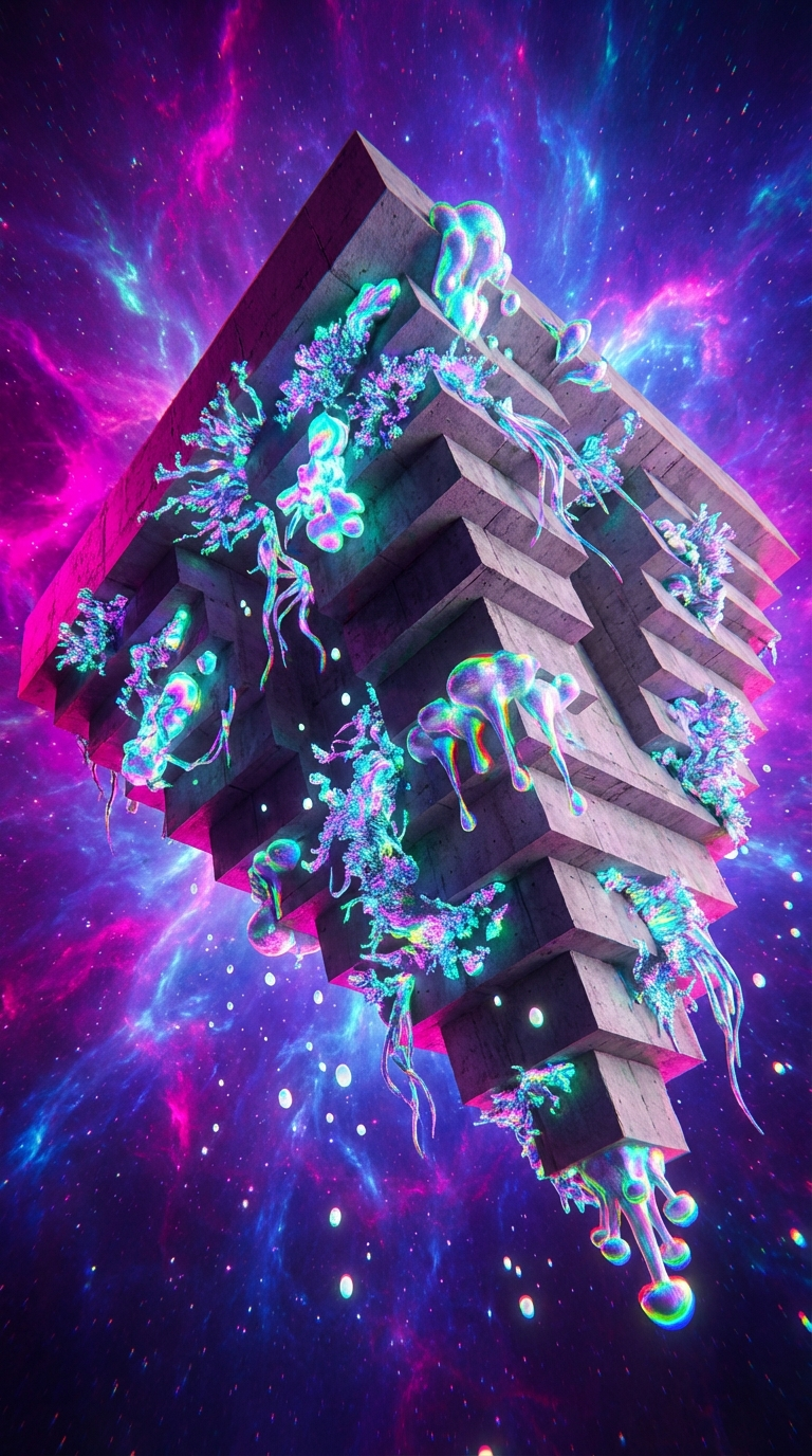 Generated artwork from holographic-lichen-brutalism