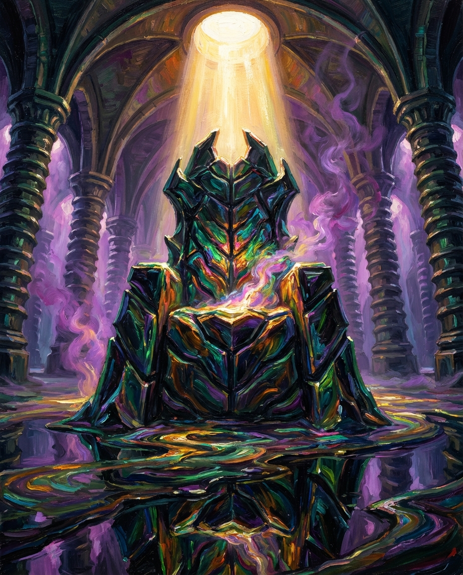 Generated artwork from iridescent-chitin-brutalism