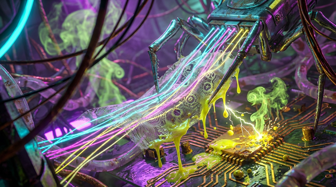 Generated artwork from sulfur-soaked-silk-circuitry